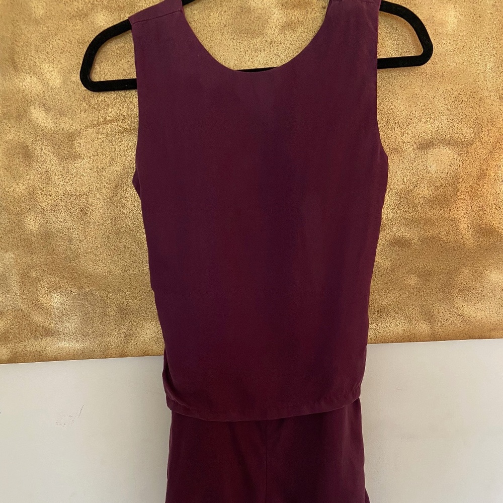 Purple Solid and Striped romper with tie back.